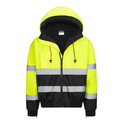 3-in-1 ANSI Class 3 Black Bottom Bomber Jacket