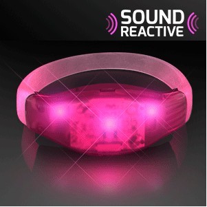 Sound Activated Light Up Pink LED Flashing Bracelets - BLANK